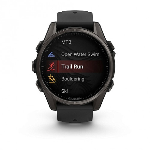 Garmin Fenix 8 43 Amoled Sapphire Carbon Gray DLC Titanium with Black Silicone