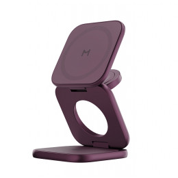 Складное БЗУ 3 в 1 Magssory Fold Ultra для Apple с магнитами, с поддержкой Qi 2.2 Бургунди