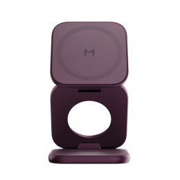 Складное БЗУ 3 в 1 Magssory Fold Ultra для Apple с магнитами, с поддержкой Qi 2.2 Бургунди