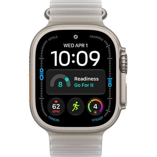 Apple Watch Ultra 4 (2026) 49mm Natural Titanium Case with Translucent Gray Ocean Band