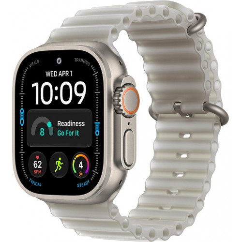 Apple Watch Ultra 4 (2026) 49mm Natural Titanium Case with Translucent Gray Ocean Band