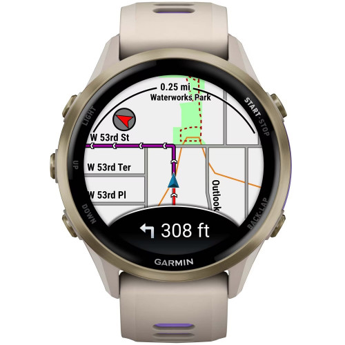 Garmin Forerunner 970 French Gray Soft Gold Titanium French Gray/Translucent Indigo
