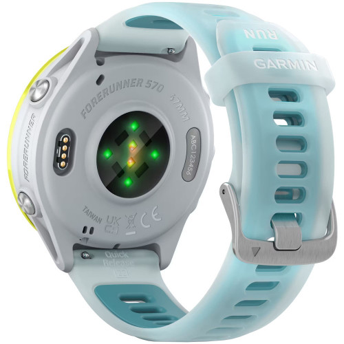 Garmin Forerunner 570 47 Amp Yellow Turquoise with Translucent Whitestone
