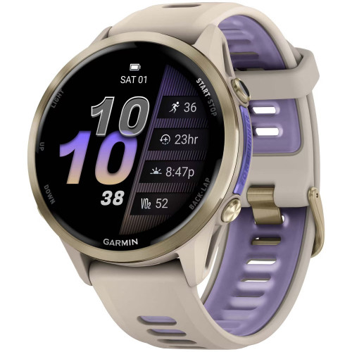 Garmin Forerunner 970 French Gray Soft Gold Titanium French Gray/Translucent Indigo