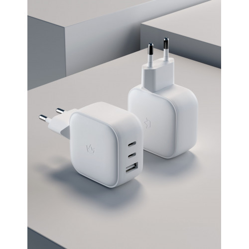 Сетевое зарядное устройство "vlp" 65Вт USB-C+USB-C+USB-A PD QC Белый